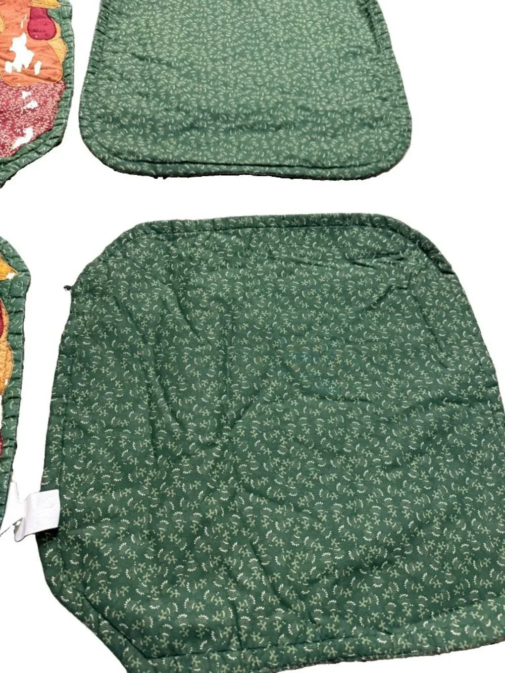 4 Vintage Quilted Turkey Patchwork Thanksgiving  Placemats Set Holiday Table Top